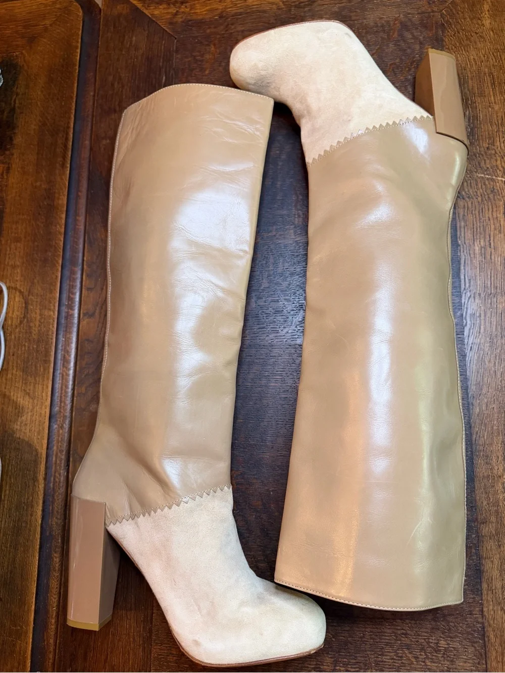 Dorothee Schumacher Two-Tone Leather Suede Knee High Boots 39.5